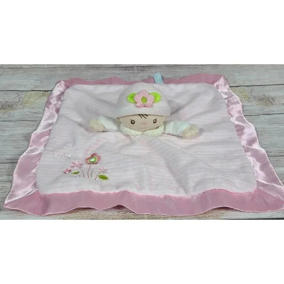 Douglas Baby Plush Girl Lovey Security Blanket Pink White Striped Satin Trim - Picture 1 of 4